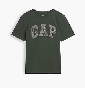 Camiseta Infantil Logo Camuflado, Verde Militar, Gap