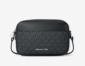 Bolsa Crossbody, Jet Set Travel Small Signature Logo Camera, Black, Michael Kors