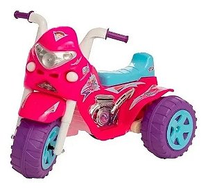 Mini Moto Eletrica Infantil Triciclo Pink Com Capacete - 12v