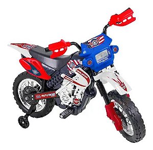 Moto Cross Elétrica Infantil Vermelha 6V - Xplast - Isas Brinquedos e Bikes