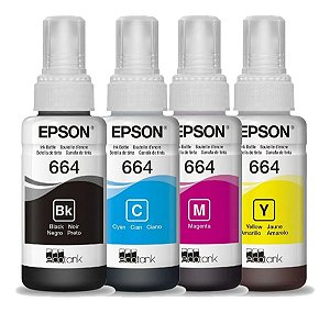 Kit 4 Tintas Originais Epson T664 T664120 T664420 T664320 T664220 L3150 L496 L3110