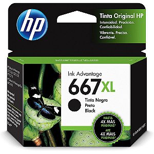 Cartucho Original HP 667XL Preto 3YM81AL HP 6476 2776 2376