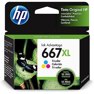 Cartucho de Tinta Original HP 667XL Colorido 3YM80AL