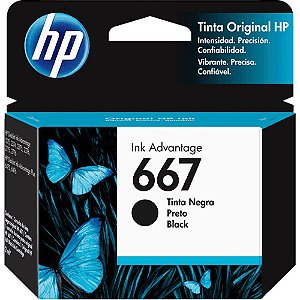 Cartucho Original HP 667 Preto 3YM79AL P/ 6476 2376 2776