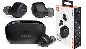 Fone de Ouvido Bluetooth JBL Wave 100 - True Wireless com Microfone Preto Original