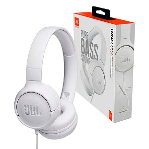 Headphone com Microfone JBL Tune 500 com Microfone Dobrável Branco Original