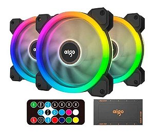 Cooler RGB AIGO para Gabinete (3 Fans And Ir Remote) DR12-PRO