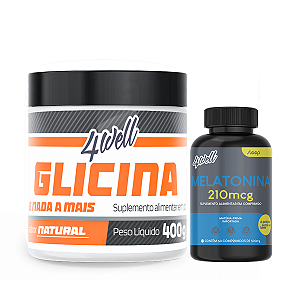 Kit Glicina em Pó 400g Pote + Melatonina 210mcg 4well