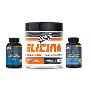 Kit Glicina em Pó 400g+Melatonina 210mcg +Magnésio Dimalato 4well
