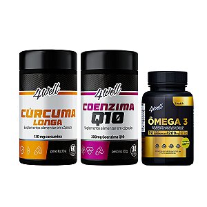 Kit Longevidade Celular Ômega 3 + Coenzima Q10 + Cúrcuma