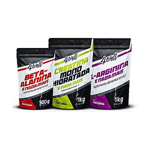 Kit Força Pura (Mega) Creatina 1kg + Beta-Alanina 500g + Arginina 1kg