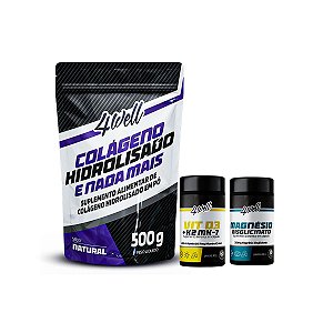 Kit Saúde Óssea Completa Vitamina D3 + K2 + Colágeno 500g + Magnésio Bisglicinato