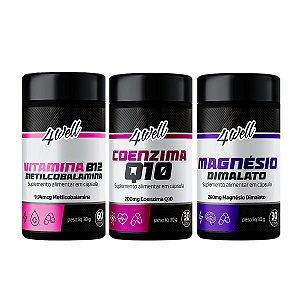Kit Antifadiga Crônica Coenzima Q10 + Magnésio Malato + Vitamina B12