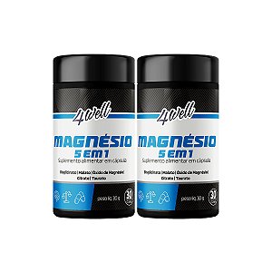 Magnésios 5 4well 260mg - 60 cápsulas 30 Doses - Combo 2 Potes