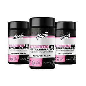Vitamina B12 4well - Metilcobalamina 9,94mcg - 60 cápuslas - Combos 3 Potes