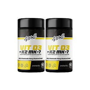 Vitamina D3(Colecalciferol 2.000ui) + K2(menaquinona-7 149mcg) 4well - 60 cápsulas - Combo 2 Potes