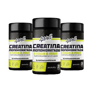Creatina Monohidratada 3g 4well - 120 cápsulas - Combo 3 Potes