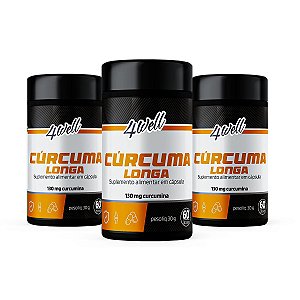 Curcuma (curcumina) 4well 130mg - 60 cápsulas - Combo 3 Potes
