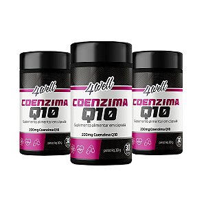 Coenzima Q10 4well 200mg - 60 cápsulas 30 Doses - Combo 3 Potes
