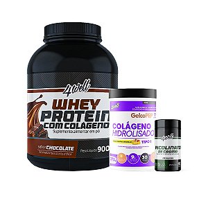 Kit Corpo & Pele Blindada Whey Protein 900g + Colágeno Hidrolisado 375g (Frutas Amarelas) + Picolinato de Cromo