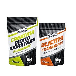 Kit Glicina 1kg + Creatina 1kg 4well