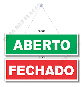 Placa Aberto E Fechado Com Cordão E Ventosa Pvc