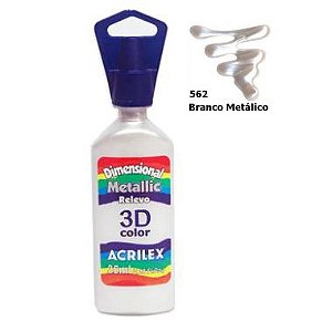 Tinta Dimensional Metálica Acrilex 35ML Branco 562