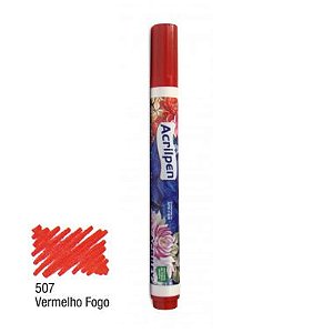 Acrilpen Tecido Acrilex Vermelho 507