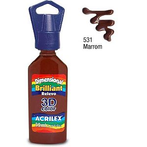 Tinta Dimensional Brilhante Acrilex 35ML Marrom 531