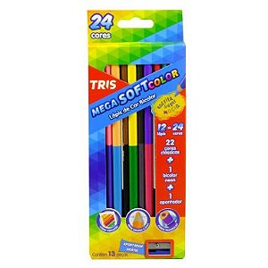 Lápis De Cor Tris Mega Soft Color 12 Lápis C/24 Cores Bicolor