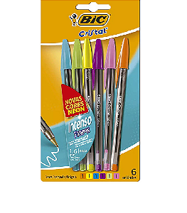 CANETA BIC COLORIDA INTENSO CART.C/6