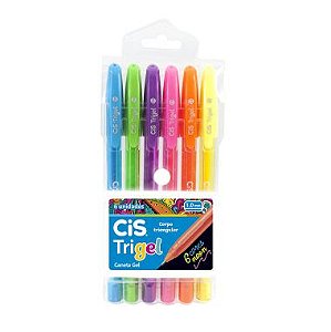 Caneta Gel CiS Trigel C/6 Cores Neon