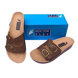 Sandália 2 Fivelas Café Doctor Flex - Conforto do Idoso