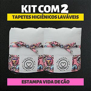 Kit 2 Tapetes - Vida de Cão - Branco - G