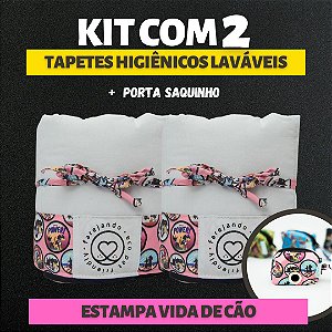 Kit 2 Tapetes - Vida de Cão - Branco - M + Porta Saquinho