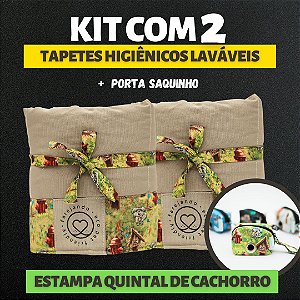 Kit 2 Tapetes - Quintal de Cachorro - Bege - G + Porta Saquinho