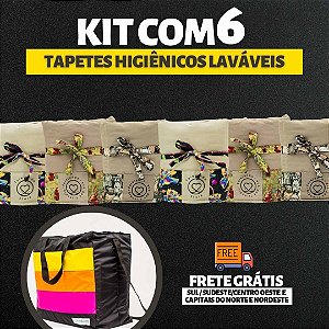 Kit 6 Tapetes - Tecido Bege - Tamanho P + Bolsa para viagem