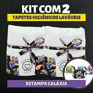 Kit 2 Tapetes - Galáxia - Branco - P + Porta Saquinho