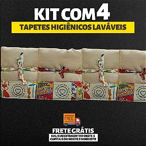 Kit 4 Tapetes - Tecido Bege - Tamanho M