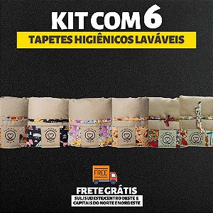 Kit 6 Tapetes - Tecido Bege - Tamanho G