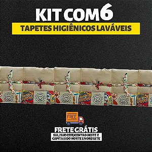 Kit 6 Tapetes - Tecido Bege - Tamanho M