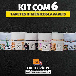 Kit 6 Tapetes - Tecido Branco - Tamanho M