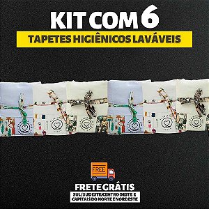 Kit 6 Tapetes - Tecido Branco - Tamanho P