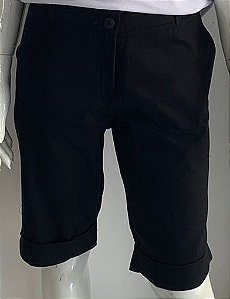 BERMUDA FEMININA COM ZIPER - BRANCO/PRETO/MARINHO