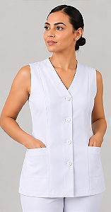 Jaleco Feminino Sem Manga com Bolsos e Amarração | ELI Uniformes