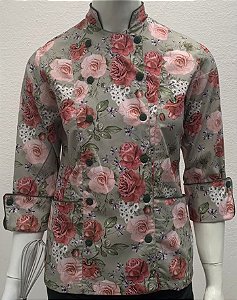 DOLMÃ FEMININA MANGA 3/4 - ROSAS