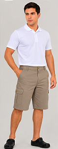 Bermuda Masculina de Brim com Zíper e Bolso Cargo | ELI Uniformes