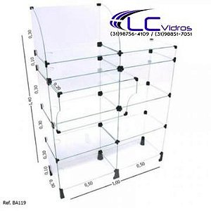 Balcão de vidro Expositor Caixa 1 Metro Frete Grátis