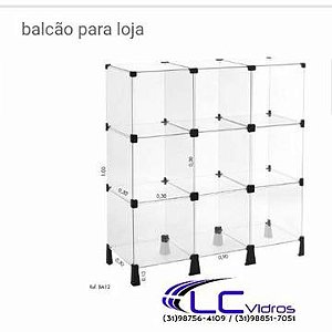 Balcão de vidro 90 Cm