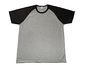 Camisa Raglan Cinza mescla 100% poliéster kit com 10